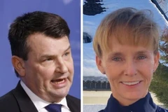 Bộ trưởng Tư pháp Na Uy Tor Mikkel Wara và bà Laila Anita Bertheussen. (Nguồn: EPA)