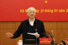 Tổng Bí thư, Chủ tịch nước Nguyễn Phú Trọng phát biểu kết luận phiên họp. (Ảnh: Phương Hoa/TTXVN)