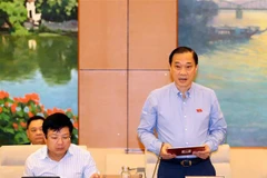 Chủ nhiệm Ủy ban Kinh tế của Quốc hội Vũ Hồng Thanh trình bày báo cáo thẩm tra. (Ảnh: Trọng Đức/TTXVN)