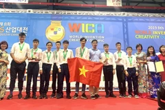 Đoàn học sinh Việt Nam tham dự Cuộc thi Olympic Phát minh và Sáng chế thế giới (WICO) năm 2019. (Ảnh: TTXVN phát)
