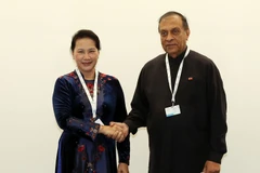 Chủ tịch Quốc hội Nguyễn Thị Kim Ngân tiếp Chủ tịch Quốc hội Sri Lanka, ông Karu Jayasuriya. (Ảnh: Trọng Đức/TTXVN)