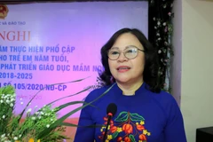 Thứ trưởng Bộ giáo dục và Đào tạo Ngô Thị Minh phát biểu tại Hội nghị. (Ảnh: Đại Nghĩa/TTXVN)