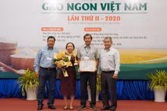 Trao giải Nhất hạng mục gạo thơm cho sản phẩm gạo ST25. (Ảnh: Xuân Anh/TTXVN)