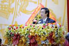 Bí thư Tỉnh ủy Tiền Giang Nguyễn Văn Danh phát biểu tại Đại hội. (Ảnh: Hữu Chí/TTXVN)