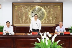 Ông Trần Thanh Mẫn phát biểu chỉ đạo tại buổi làm việc. (Ảnh: Huỳnh Sử/TTXVN)