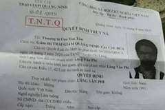 Lệnh truy nã phạm nhân Lăng Văn Phi. (Nguồn: vtc.vn)