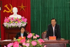 Thứ trưởng Bộ Nông nghiệp và Phát triển Nông thôn Lê Minh Hoan phát biểu tại buổi làm việc. (Ảnh: Quang Duy/TTXVN)