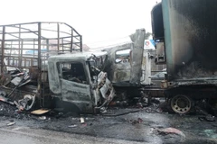 Hiện trường vụ tai nạn. (Ảnh: Nguyễn Oanh/TTXVN)