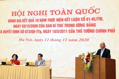 Thủ tướng Nguyễn Xuân Phúc phát biểu tại hội nghị. (Ảnh: Thống Nhất/TTXVN)