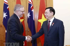 Chủ tịch Quốc hội Vương Đình Huệ hội kiến Thủ tướng Australia Anthony Albanese. (Ảnh: Doãn Tấn/TTXVN)