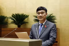 Chủ nhiệm Ủy ban Kinh tế của Quốc hội Vũ Hồng Thanh trình bày Báo cáo thẩm tra dự án Luật Hợp tác xã (sửa đổi). (Ảnh: An Đăng/TTXVN)