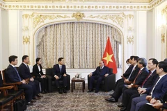 Chủ tịch nước Nguyễn Xuân Phúc tiếp Phó Chủ tịch kiêm Tổng Giám đốc Samsung Electronics Han Jong-hee. (Ảnh: Thống Nhất/TTXVN)