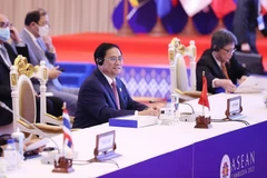 Thủ tướng Phạm Minh Chính dự Phiên toàn thể Hội nghị cấp cao ASEAN lần thứ 40. (Ảnh: Dương Giang/TTXVN)