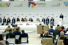 Tổng thống Tunisia Kais Saied phát biểu khai mạc hội nghị. (Ảnh: Lâm Khánh/TTXVN)