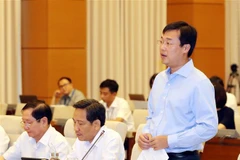 Bí thư thứ nhất Trung ương đoàn TNCS Hồ Chí Minh Lê Quốc Phong phát biểu ý kiến. (Ảnh: Trọng Đức/TTXVN)