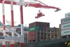 Vận chuyển hàng hóa tại cảng Tokyo, Nhật Bản. (Ảnh: AFP/TTXVN)