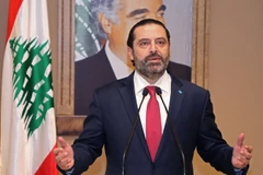 Thủ tướng Liban Saad Hariri phát biểu tại Beirut ngày 29/10 vừa qua. (Ảnh: AFP/TTXVN)