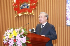 Ông Trần Quốc Vượng, Ủy viên Bộ Chính trị, Thường trực Ban Bí thư phát biểu chỉ đạo Hội nghị. (Ảnh: Doãn Tấn/TTXVN)
