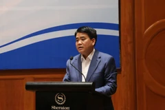 Chủ tịch UBND thành phố Hà Nội Nguyễn Đức Chung phát biểu tại buổi lễ. (Ảnh: Nguyễn Thắng/TTXVN)