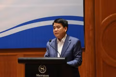 Chủ tịch UBND thành phố Hà Nội Nguyễn Đức Chung phát biểu tại buổi lễ. (Ảnh: Nguyễn Thắng/TTXVN)