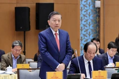 Đại tướng Tô Lâm, Ủy viên Bộ Chính trị, Bộ trưởng Bộ Công an phát biểu. (Ảnh: Thống Nhất/TTXVN)