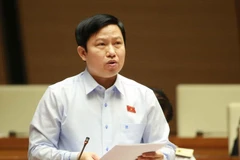 Đại biểu Quốc hội tỉnh Tiền Giang Lê Quang Trí phát biểu ý kiến. (Ảnh: Doãn Tấn/TTXVN)