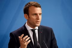Tân Tổng thống Emmanuel Macron tại cuộc họp báo ở Berlin nhân chuyến thăm Đức ngày 15/5. (Nguồn: EPA/TTXVN)