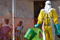 Bệnh nhân nhiễm Ebola điều trị tại trung tâm y tế Nongo ở Conakry ngày 21/8/2015. (Nguồn: AFP/TTXVN)