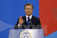 Ông Moon Jae-In tuyên thệ nhậm chức Tổng thống Hàn Quốc tại buổi lễ ở Seoul ngày 10/5. (Nguồn: EPA/TTXVN)