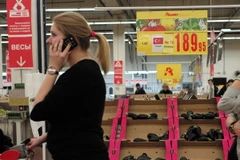 Gian hàng bày bán sản phẩm trứng của Thổ Nhĩ Kỳ tại siêu thị ở Moskva (Nga) ngày 29/11. (Nguồn: THX/ TTXVN)