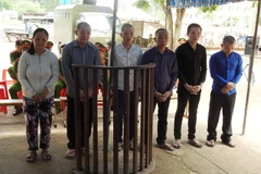 Các bị cáo trong đường dây trộm chó trước vành móng ngựa tại phiên tòa. (Ảnh: Thanh Tân/TTXVN)