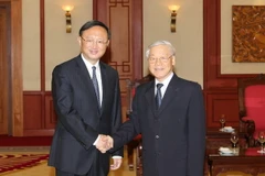 Tổng Bí thư Nguyễn Phú Trọng tiếp Ủy viên Quốc vụ Trung Quốc Dương Khiết Trì. (Ảnh: Trí Dũng/TTXVN)