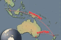 Mô tả lộ trình bay bị trệch hướng của MH132. (Hình: dailymail.co.uk)