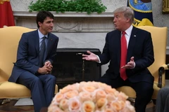 Thủ tướng Canada Justin Trudeau và Tổng thống Mỹ Donald Trump trong cuộc gặp tại Washington DC., ngày 11/10/2017. (Nguồn: AFP/TTXVN)