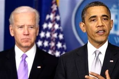 Tổng thống Mỹ Obama và Phó Tổng thống Joe Biden tại buổi họp báo về chính sách sau vụ xả súng ở trường Newtown, ngày 19/12. (Nguồn: AP)