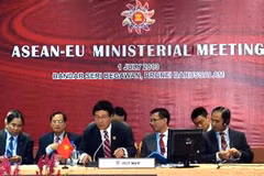 Bộ trưởng Ngoại giao Phạm Bình Minh đồng chủ trì Hội nghị Bộ trưởng Ngoại giao ASEAN-EU. (Ảnh: Nguyễn Chi Giáp/TTXVN)