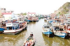 Tàu cá neo đậu dày đặc trên cửa sông Ba Hòn huyện Kiên Lương tỉnh Kiên Giang. (Nguồn: SGGP)