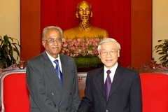 Tổng Bí thư Nguyễn Phú Trọng tiếp Tổng Bí thư Đảng Cộng sản Ấn Độ Suravanram Sudhakar Reddy đang thăm và làm việc tại Việt Nam. (Ảnh : Trí Dũng/TTXVN)