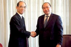 Phó Thủ tướng Nguyễn Xuân Phúc gặp Chánh án Tòa án Tối cao Nhật Bản Takesaki Hironobu. (Nguồn: PX Tokyo) 