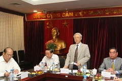 Tổng Bí thư Nguyễn Phú Trọng phát biểu tại buổi làm việc với Ban Tổ chức Trung ương. (Ảnh: Trí Dũng/TTXVN)