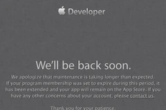 Trang web của Apple danh cho các phát triển ứng dụng đã bị gỡ xuống, thay vào đó là thông tin cảnh báo bị tấn công. Ảnh chụp màn hình (Nguồn: Cnet)