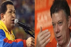 Tổng thống Venezuela, Hugo Chavez (trái) sẽ gặp người đồng cấp mới đắc cử bên Colombia, Juan Manuel Santos. (Nguồn: Reuters)