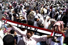 Biểu tình ở thủ đô Sanaa, Yemen. (Nguồn: Demotix Images)
