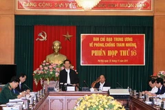 Toàn cảnh phiên họp thứ 16 của Ban Chỉ đạo Trung ương về Phòng chống tham nhũng. (Ảnh: Thống Nhất/TTXVN) 