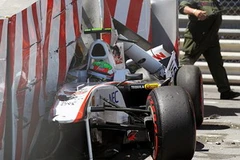 Vụ tai nạn mới nhất trên đường đua Monaco với nạn nhân là tay đua trẻ, Sergio Perez. (Nguồn: Sutton Images)