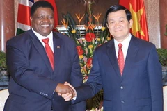 Chủ tịch nước Trương Tấn Sang tiếp Bộ trưởng Ngoại giao Namibia, Utoni Nujoma. (Ảnh: Nguyễn Khang/TTXVN)