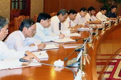 Ban Chấp hành Đảng bộ Khối các Cơ quan Trung ương trong buổi làm việc với đại diện Bộ Chính trị, Ban Bí thư về chuẩn bị đại hội đảng bộ. (Ảnh: Thống Nhất/TTXVN) 