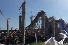 Hiện trường vụ sập giàn giáo.