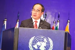 Phó Thủ tướng Nguyễn Thiện Nhân phát biểu tại Hội nghị Rio+20. (Ảnh: Từ Lương/Vietnam+)