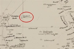 Vị trí đảo Sandy (vòng tròn đỏ) trên bản đồ British Admiralty (1908). (Nguồn: bảo tàng Auckland)